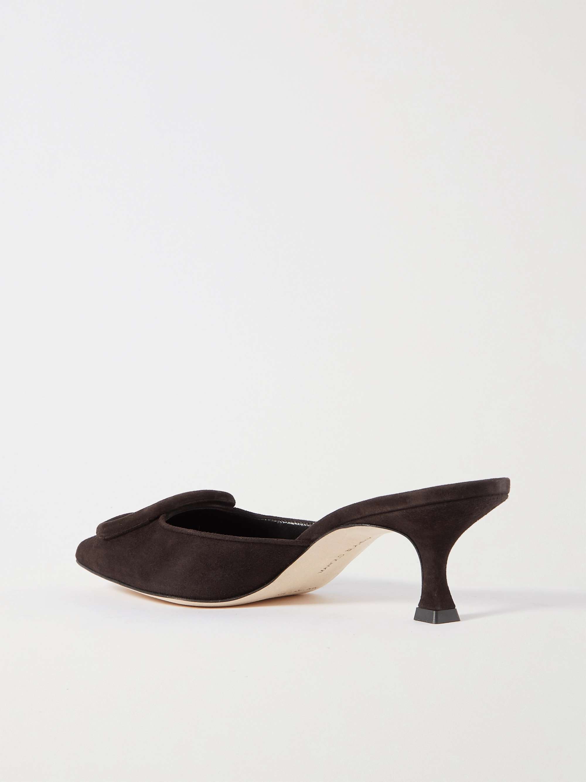 MANOLO BLAHNIK Maysale 50 buckled suede mules