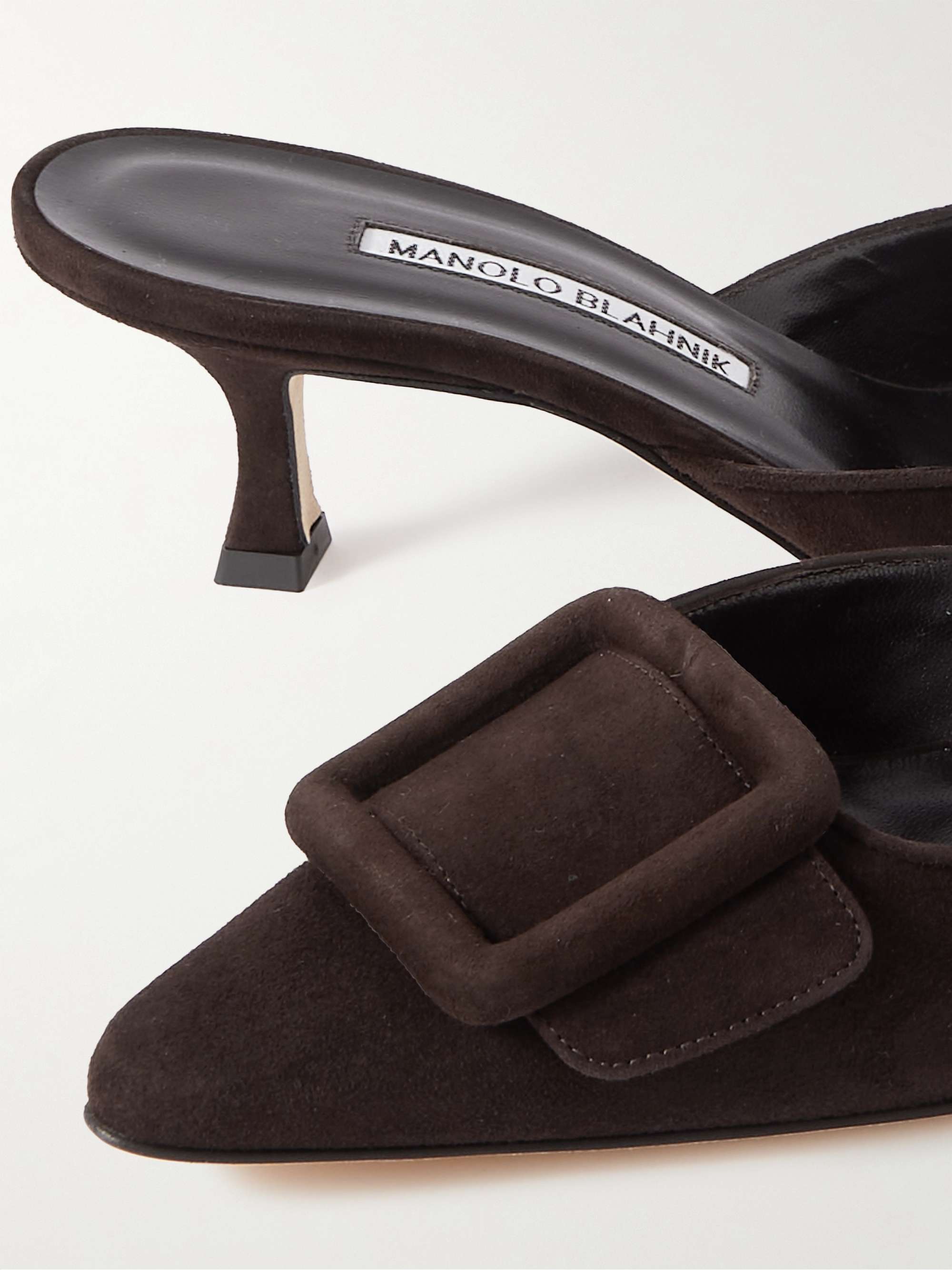 MANOLO BLAHNIK Maysale 50 buckled suede mules