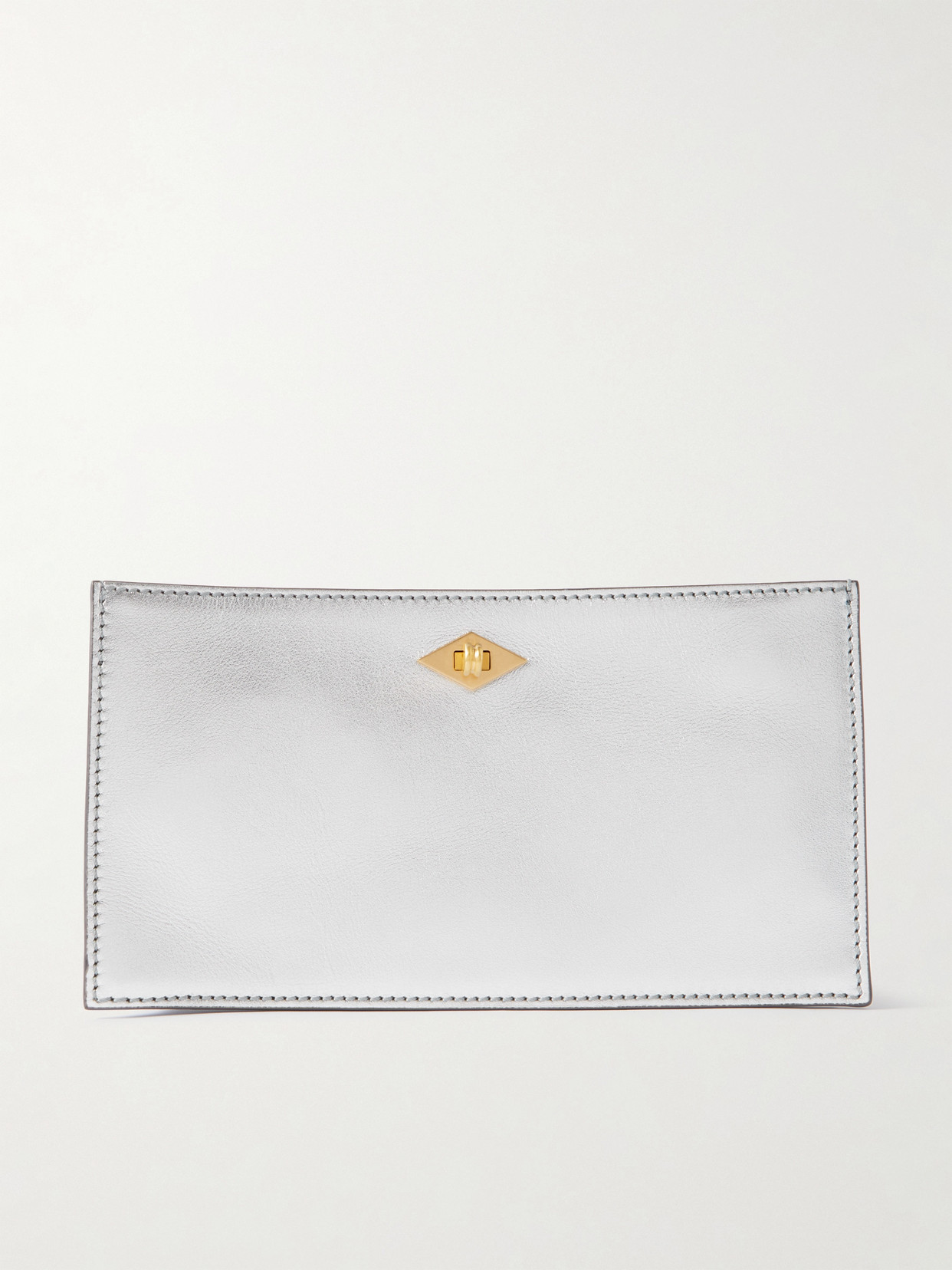 Metier + Issimo Ease Metallic Leather Clutch In Silver
