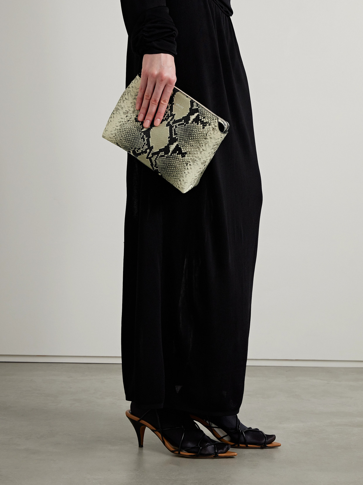 Khaite Lina Medium Snake-effect Leather Shoulder Bag In Neutrals