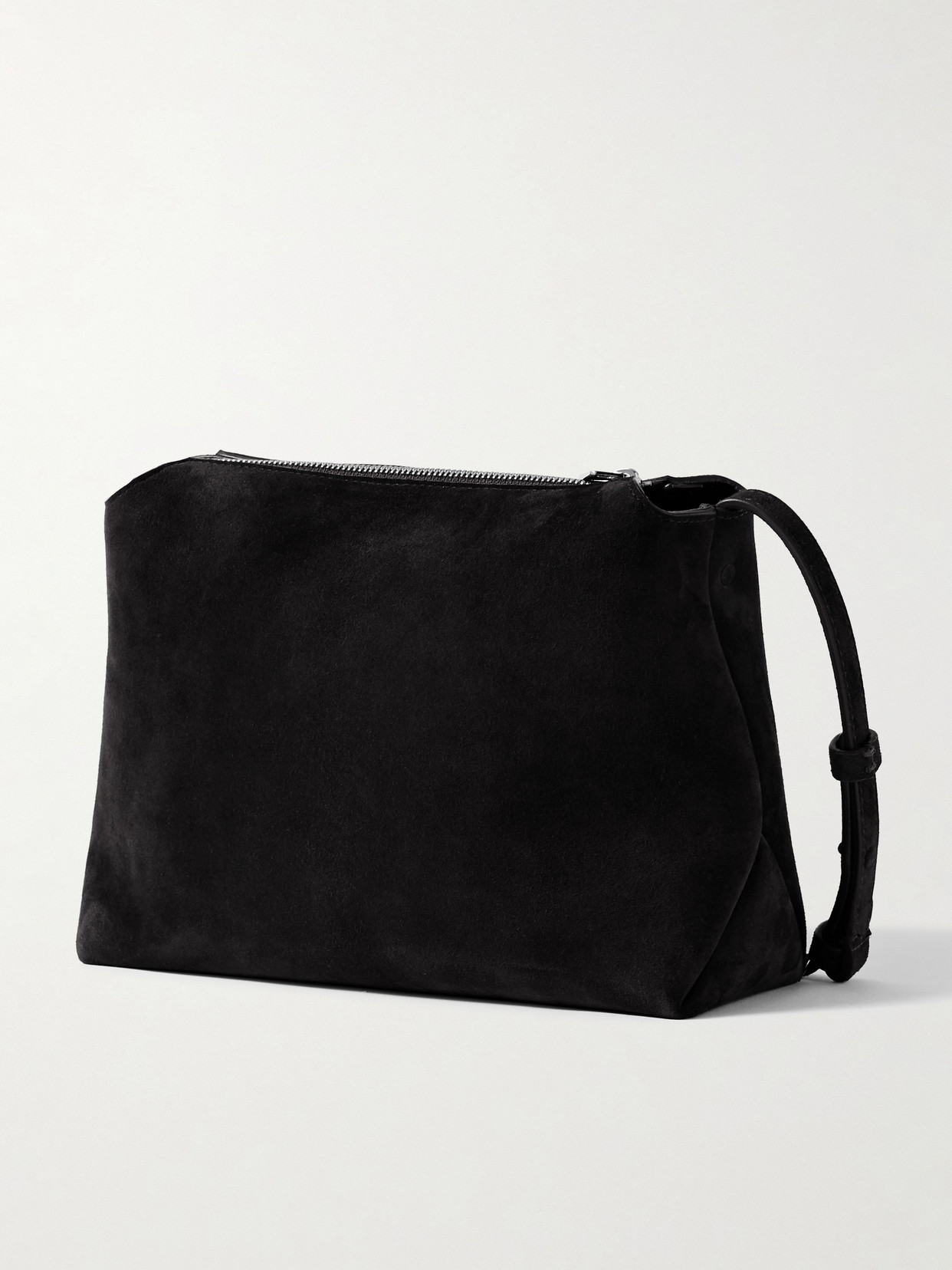 Khaite Lina Medium Suede Shoulder Bag In Black