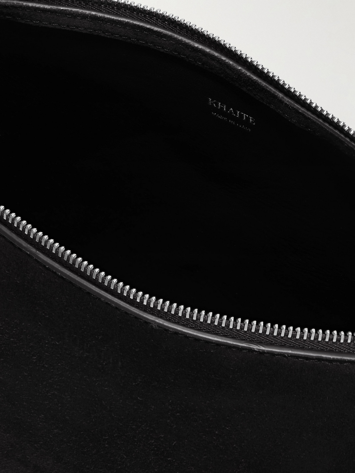 Khaite Lina Medium Suede Shoulder Bag In Black