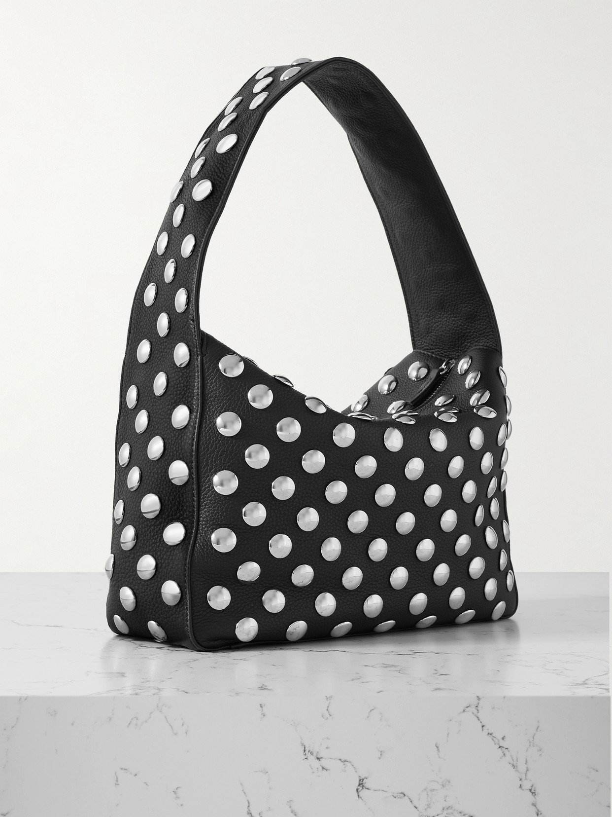 Khaite Elena Small Studded Leather Shoulder Bag In Black