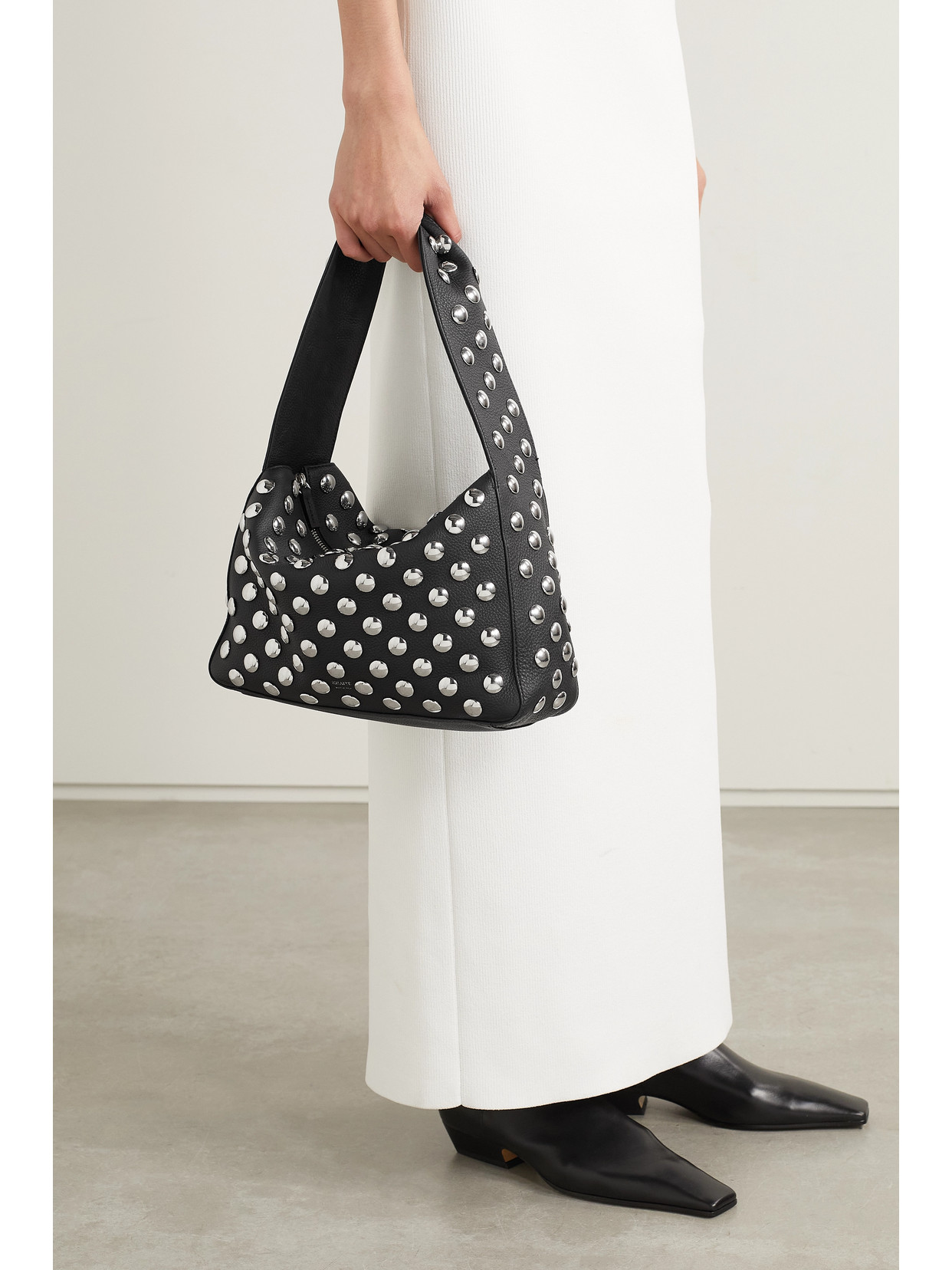 Khaite Elena Small Studded Leather Shoulder Bag In Black
