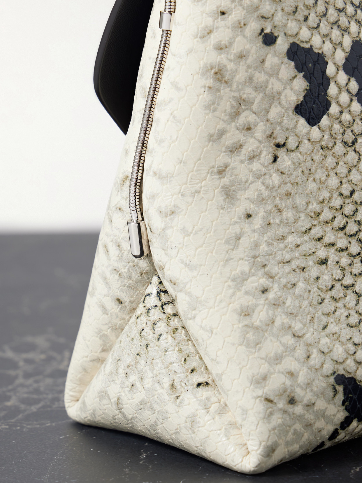 Khaite Bobbi Python Embossed Shoulder Bag In Neutrals