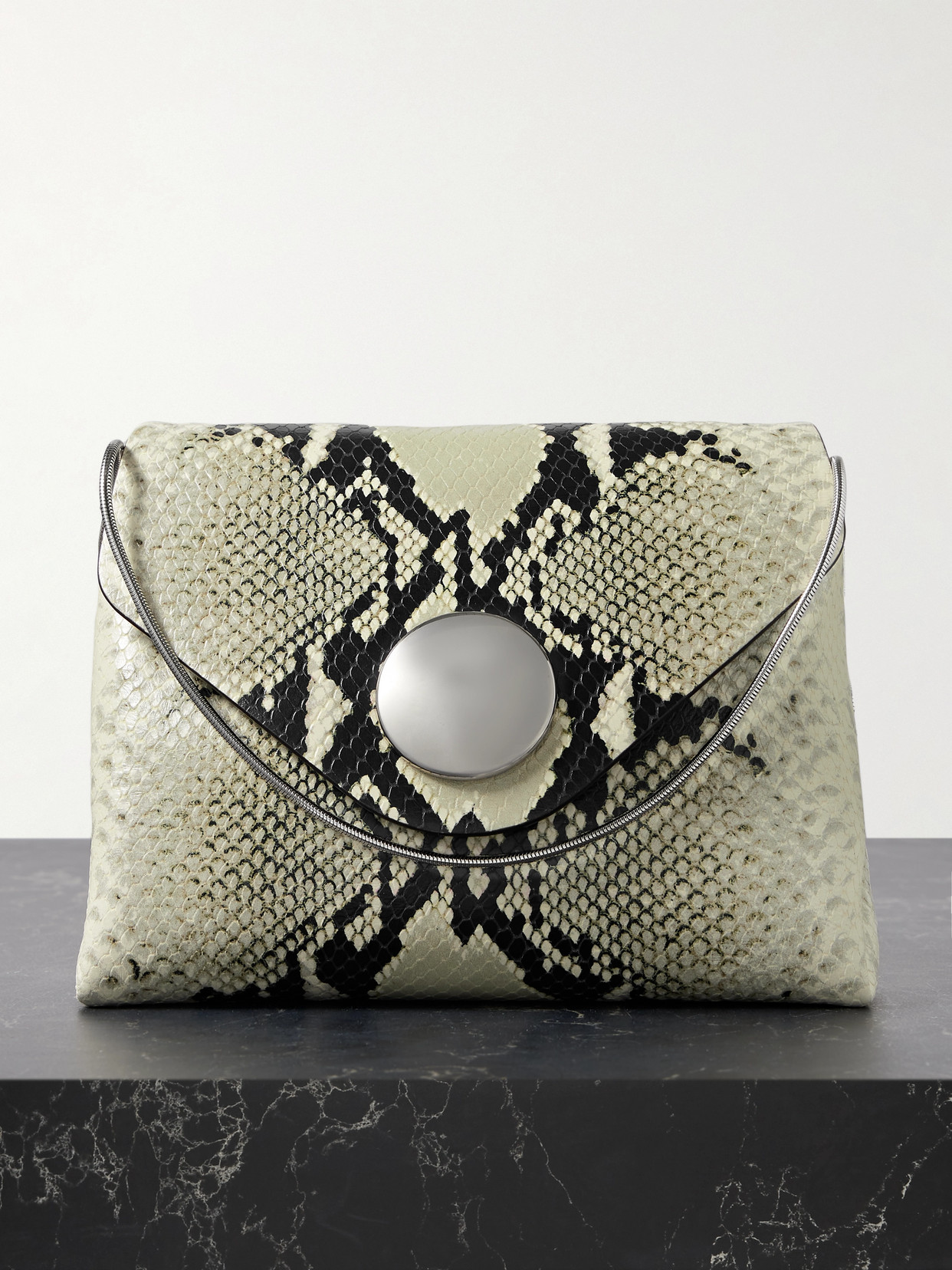 Khaite Bobbi Python Embossed Shoulder Bag In Neutrals