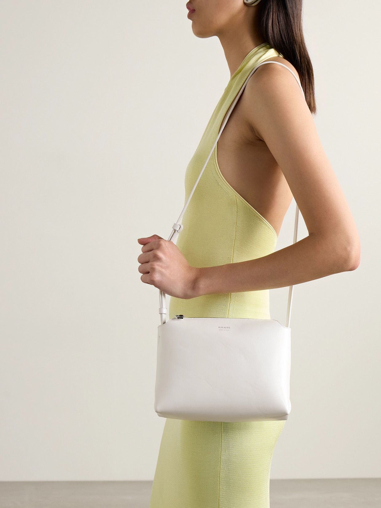 Khaite Lina Medium Leather Shoulder Bag In White