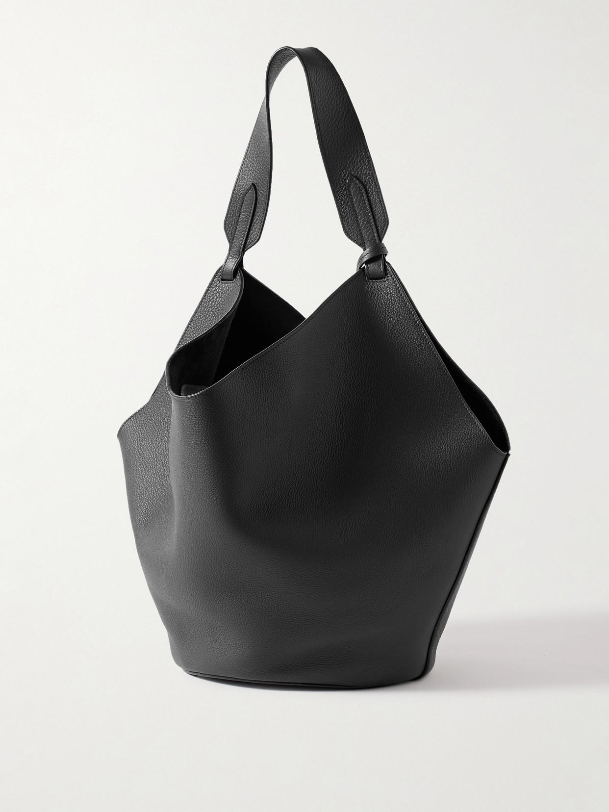 Khaite Lotus Medium Pebbled Leather Tote Bag In Black