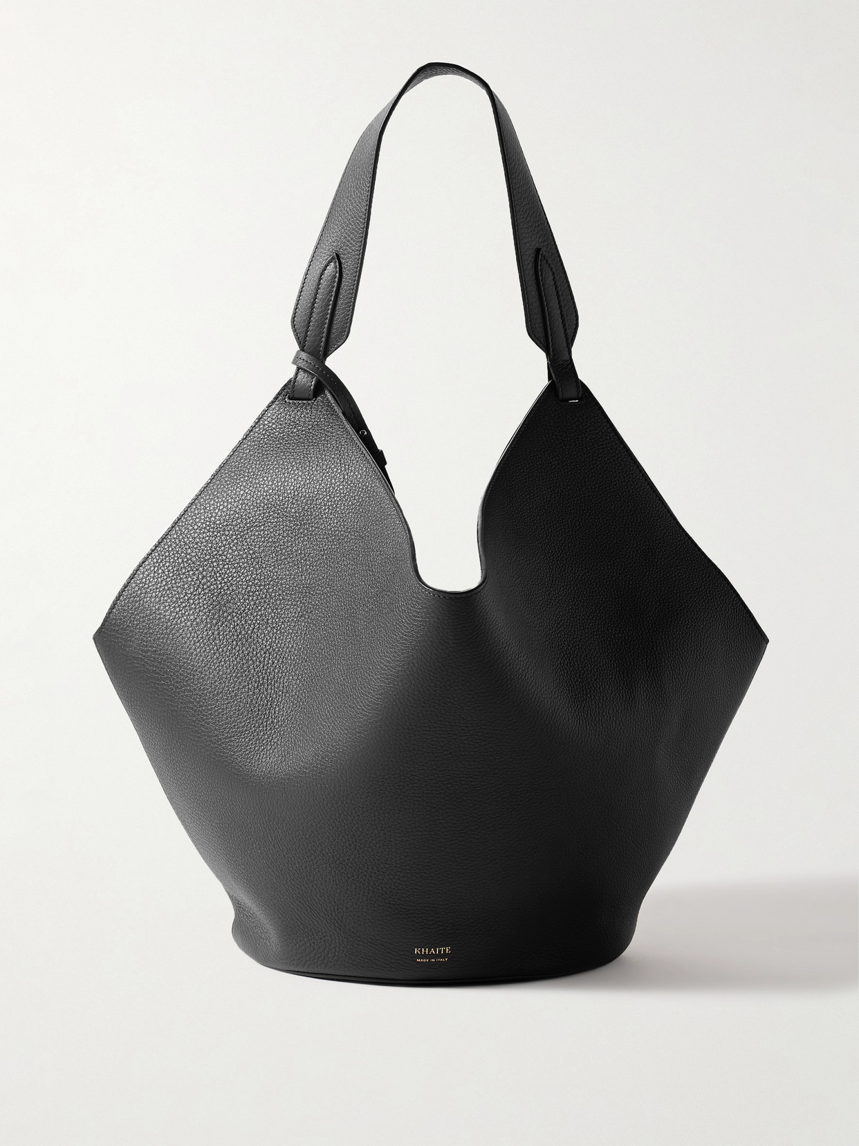 Khaite Lotus Medium Pebbled Leather Tote Bag In Black
