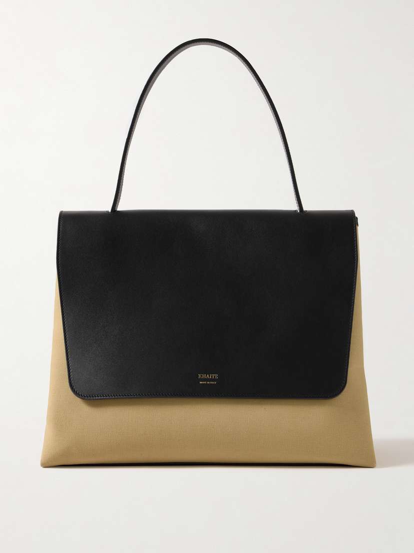 Khaite Lia Large Leather And Canvas Tote