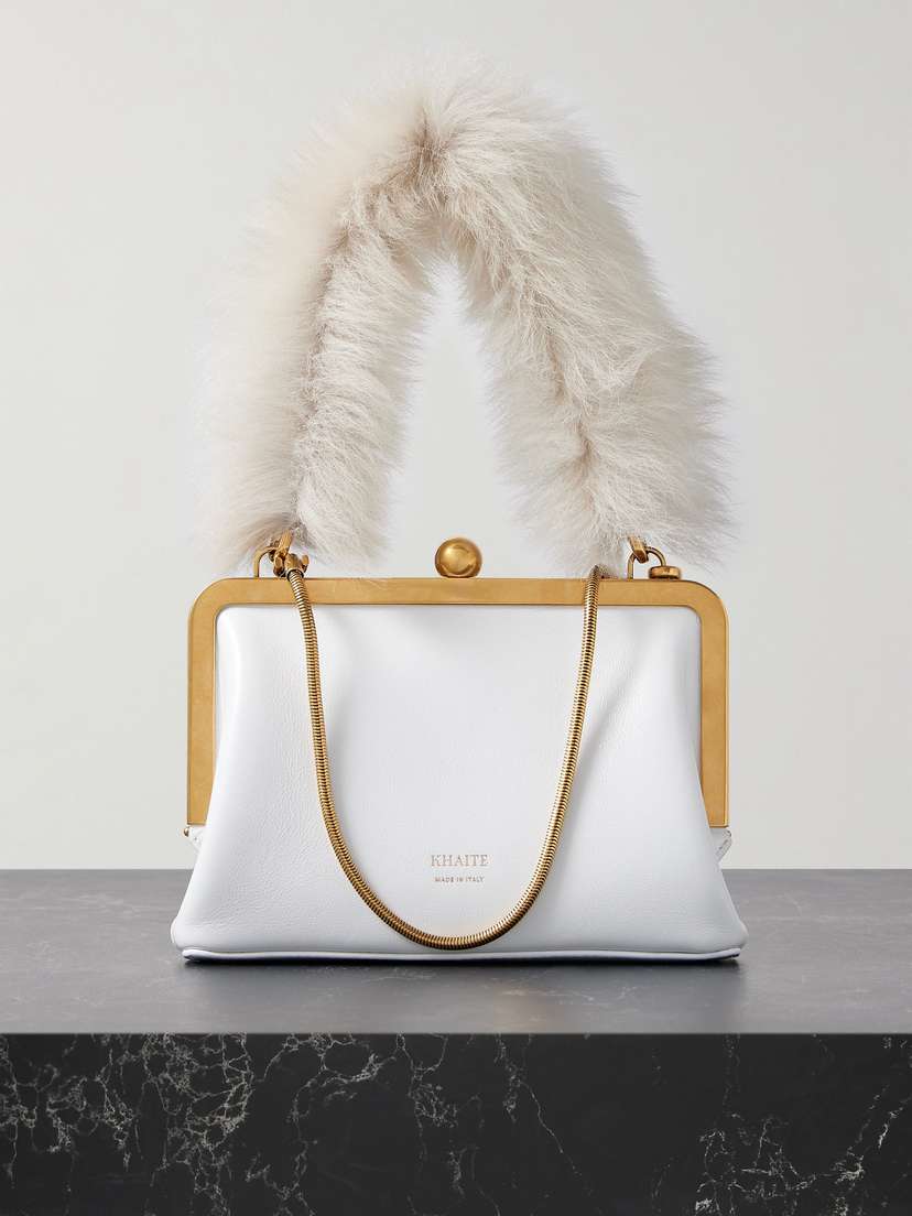 Khaite Lilith Faux Fur-trimmed Leather Tote