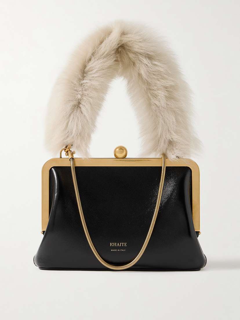 Khaite Lilith Shearling-trimmed Leather Tote