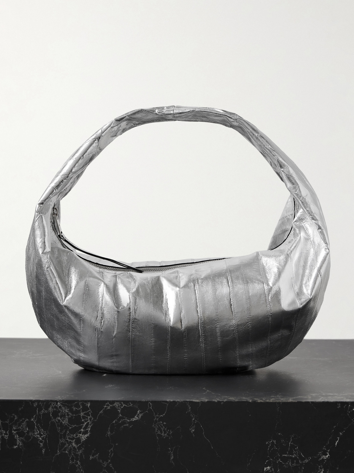 KHAITE - Olivia Medium Metallic Textured-leather Tote - Silver