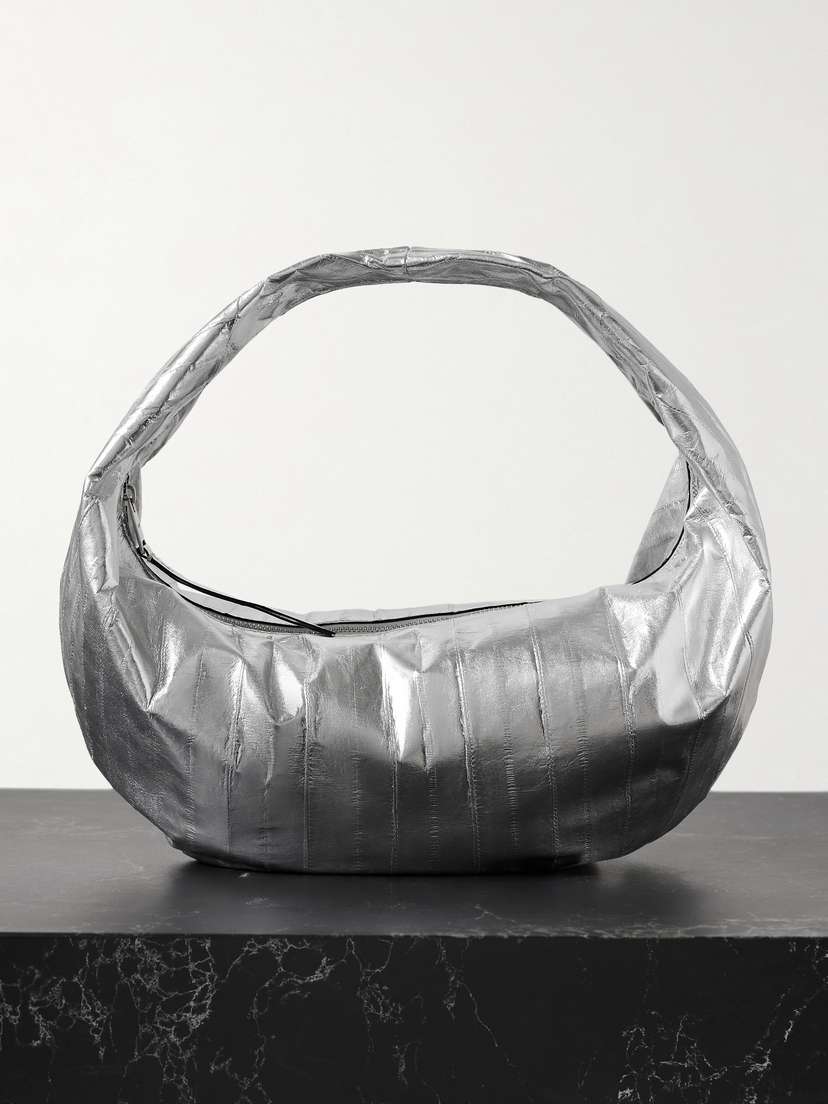 Khaite Olivia Medium Metallic Textured-leather Tote