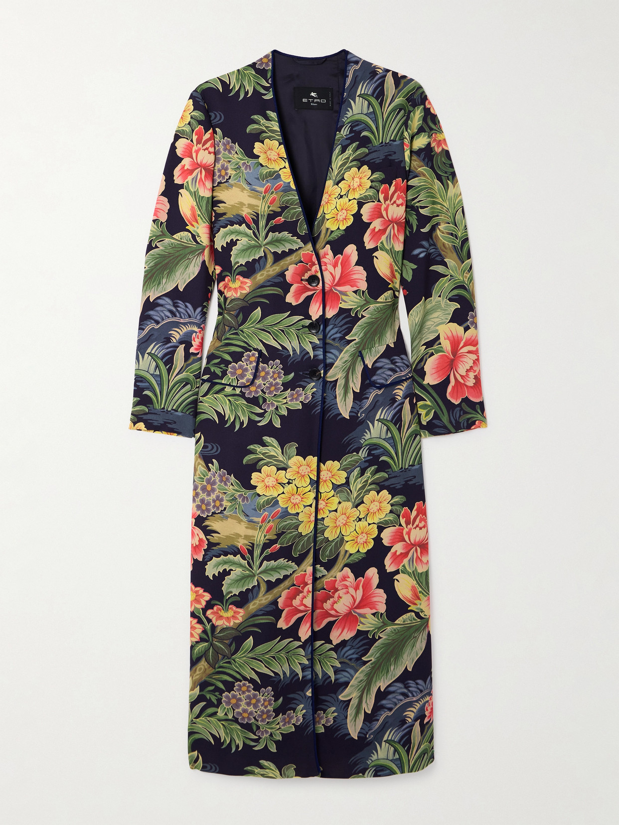 Etro Floral-print Cotton Coat In Multi