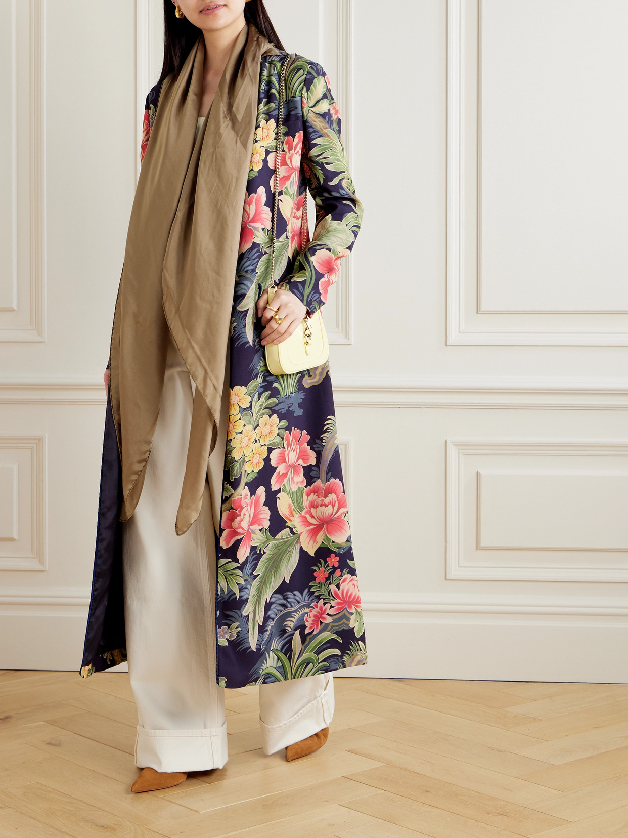 Floral-Print Cotton Coat