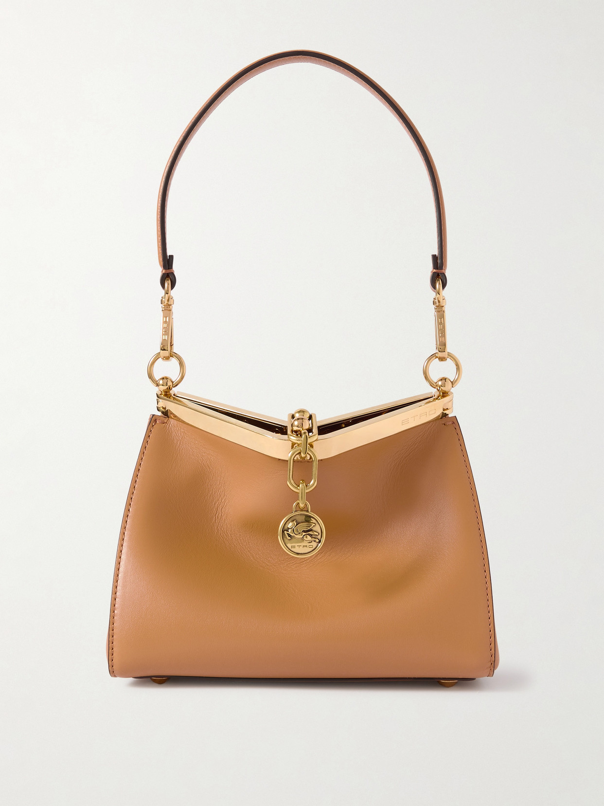 Etro Small Vela Leather Shoulder Bag In Brown