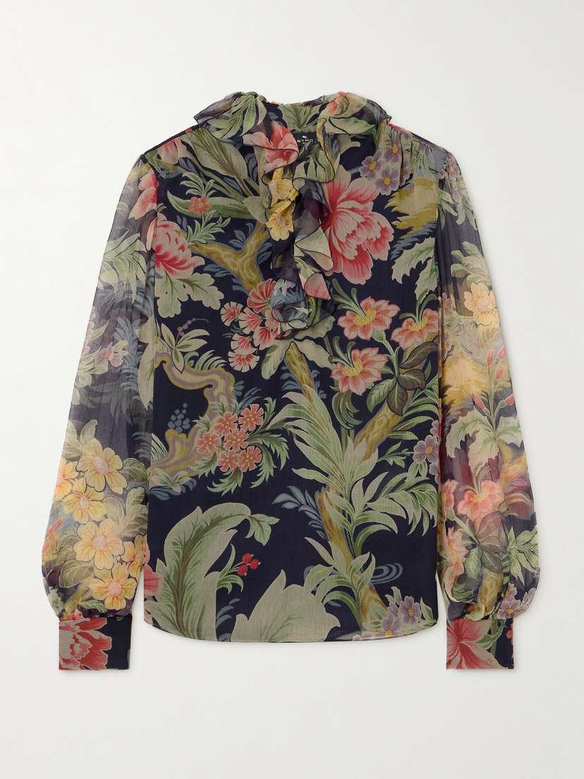 Etro Floral-print Silk-crepon Blouse