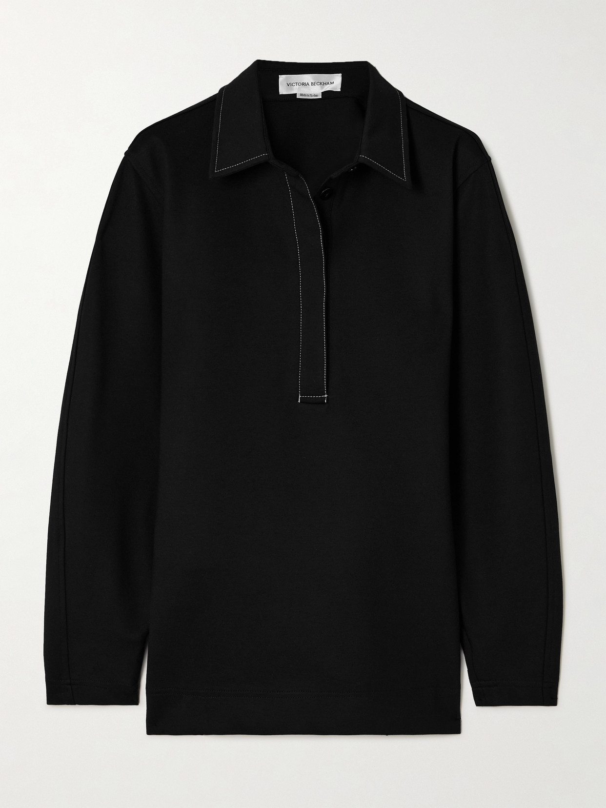 Victoria Beckham Buckled Ponte Shirt In Black