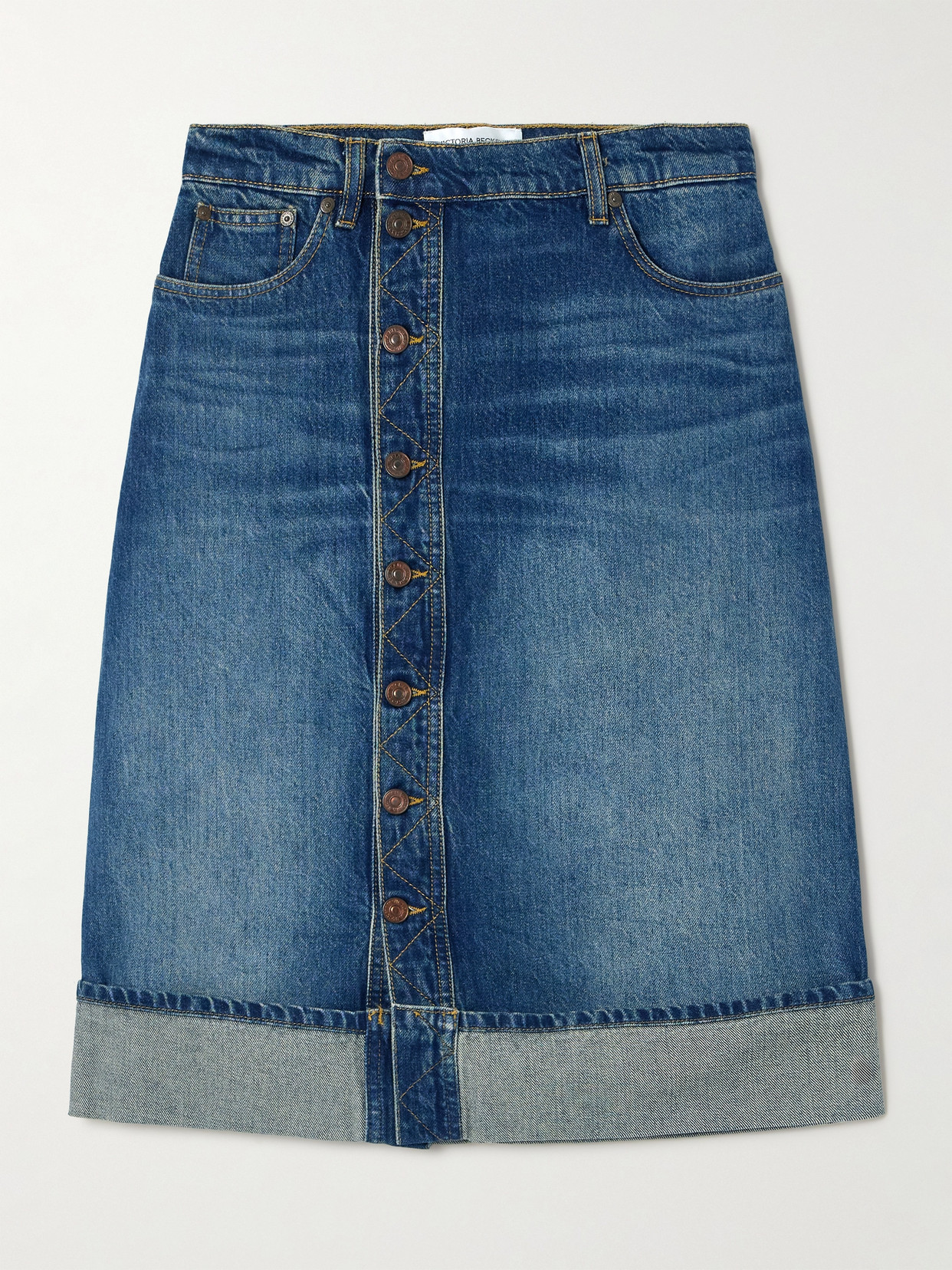 Victoria Beckham Denim Midi Skirt In Blue