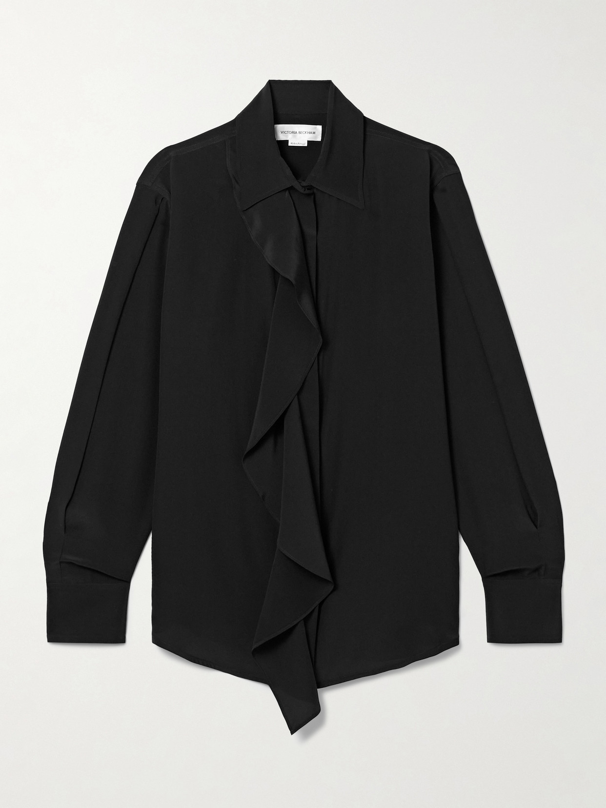 Victoria Beckham - Ruffled Silk-crepe Blouse - Black