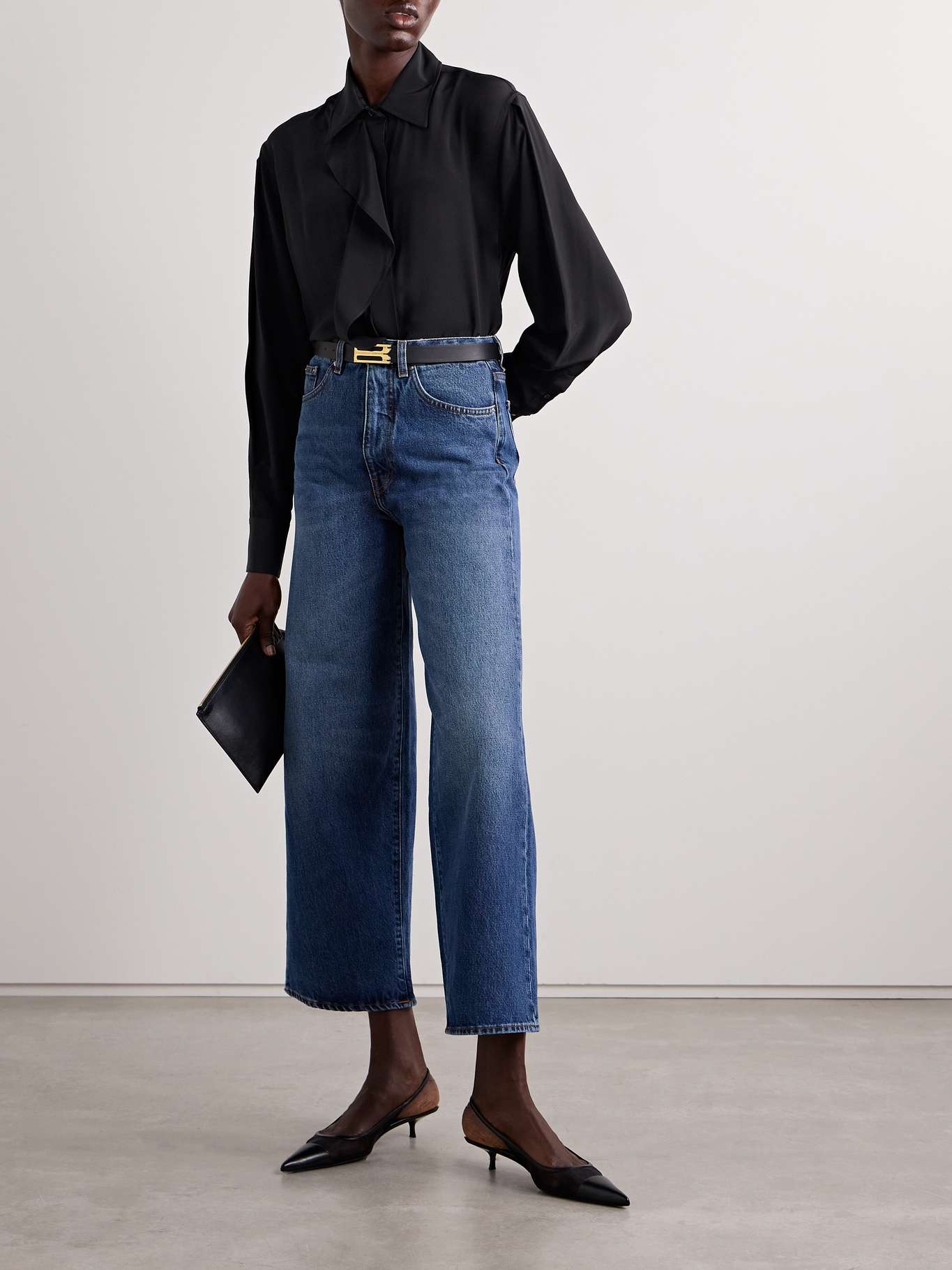 Blusa De Seda Crepe - Azul Marino | RRL Mujer