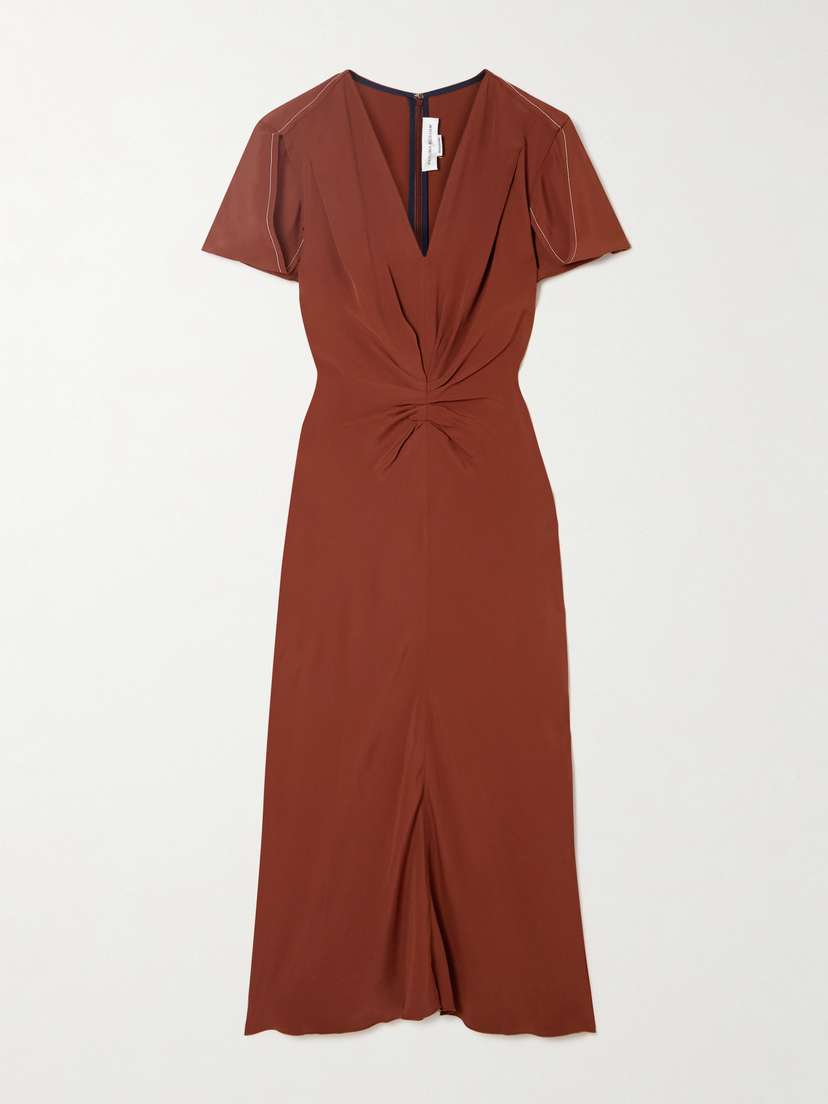 Victoria Beckham Gathered Jersey Midi Dress