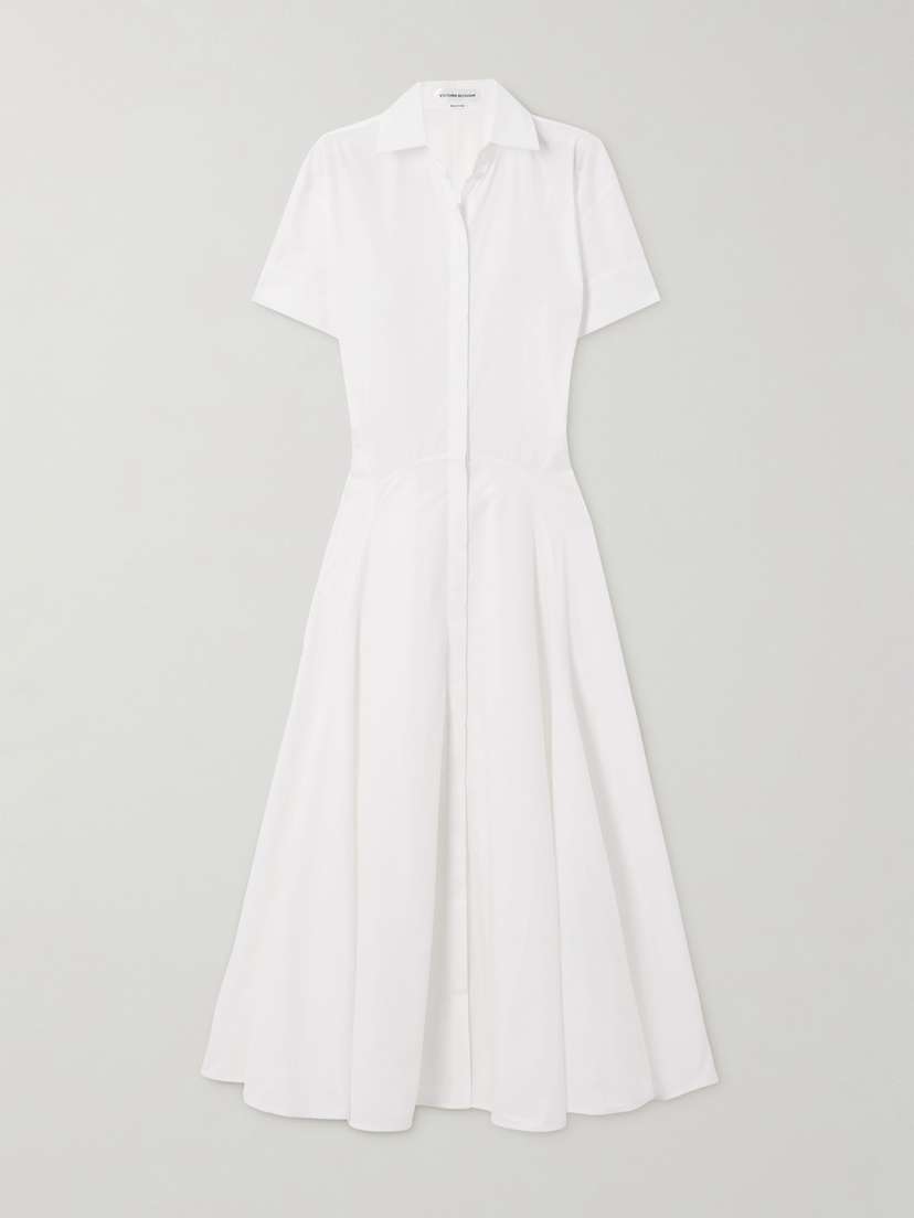 Victoria Beckham Paneled Cotton-poplin Midi Shirt Dress
