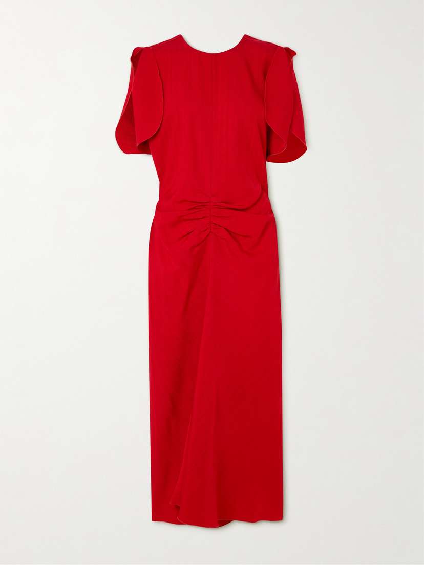 Victoria Beckham Gathered Crepe Midi Dress
