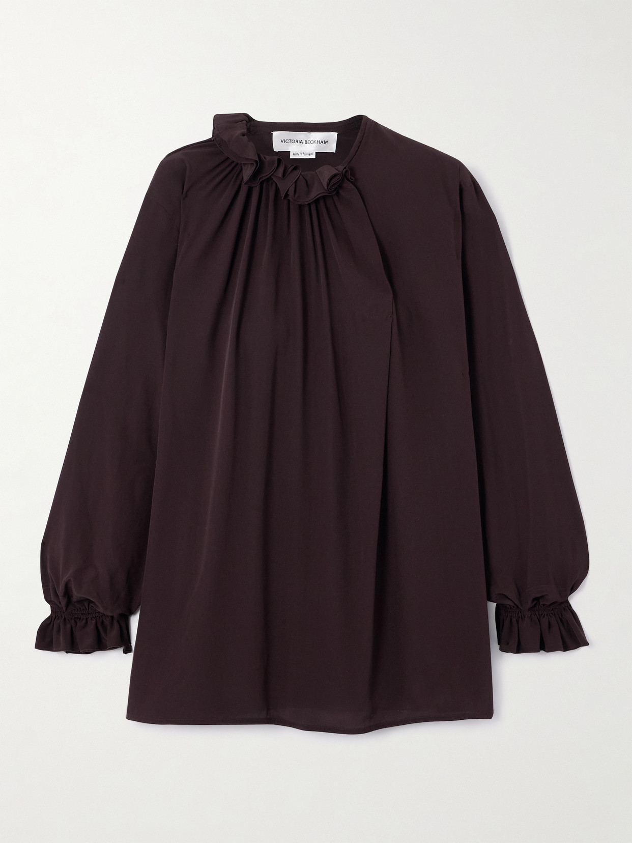 Victoria Beckham - Ruffled Silk-voile Blouse - Brown