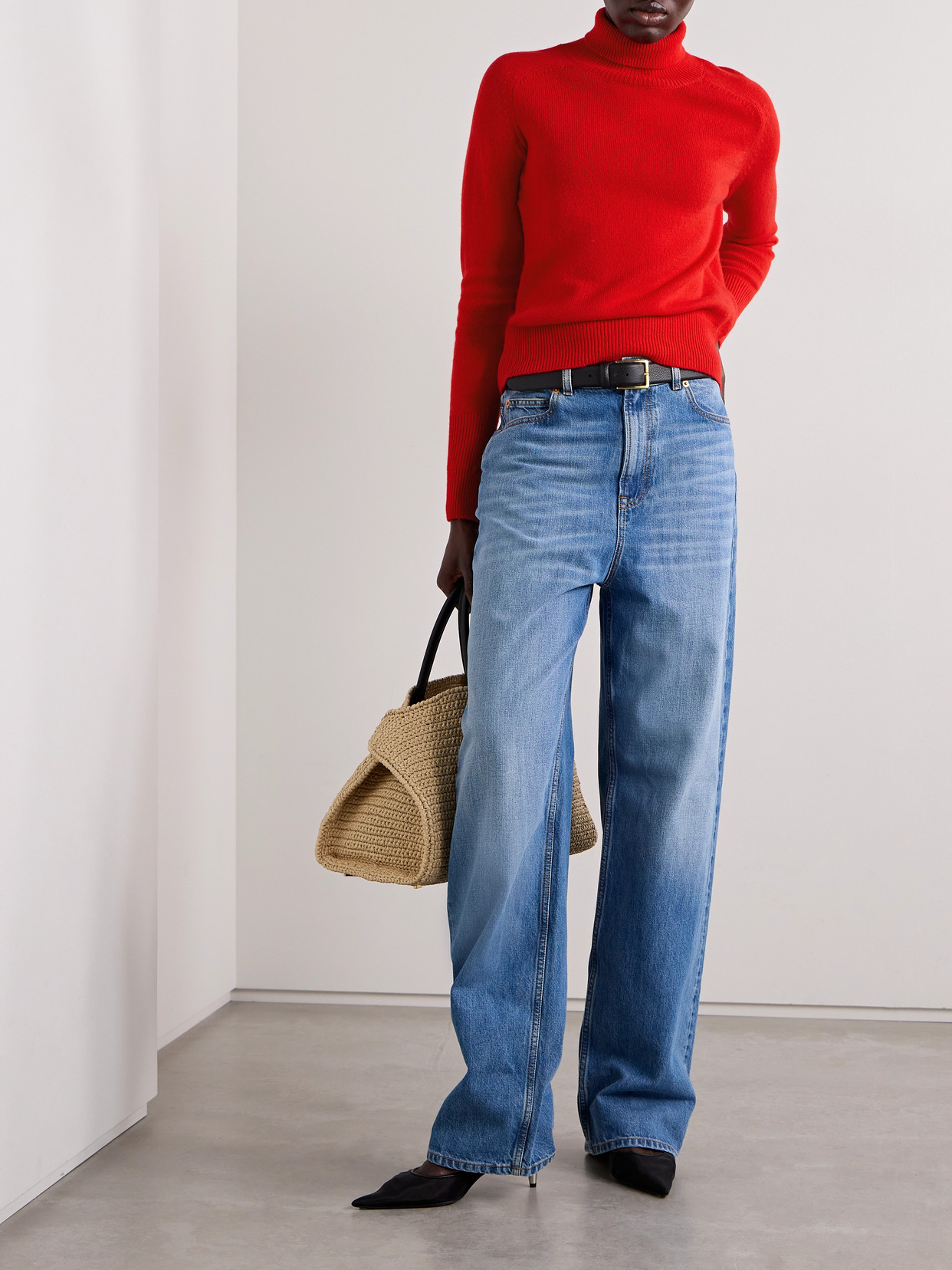 Victoria Beckham Wool Turtleneck Sweater In Red