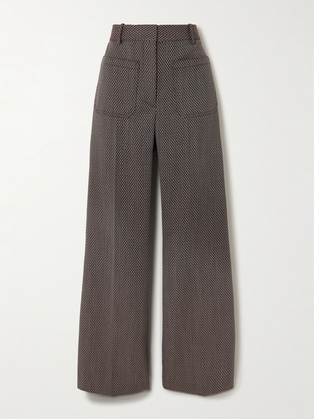 Victoria Beckham Alina Wool-jacquard Flared Pants In Brown