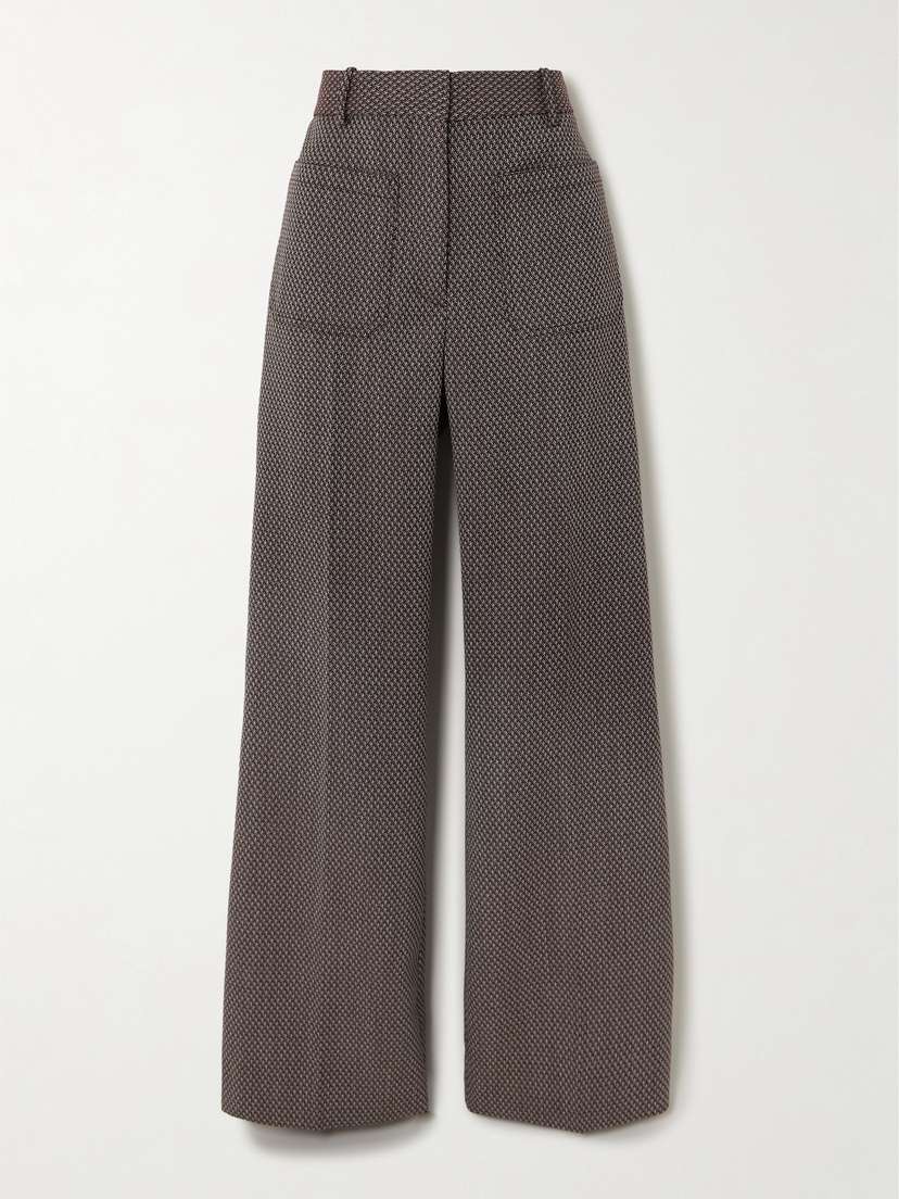 Victoria Beckham Alina Wool-jacquard Flared Pants