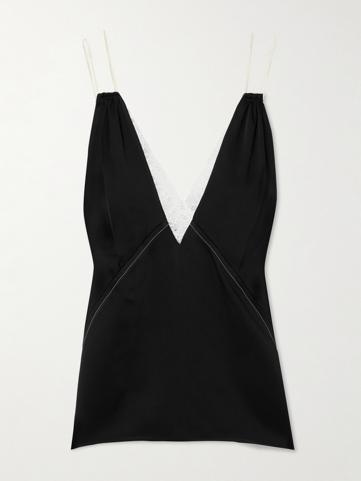 Victoria Beckham Paneled Lace-trimmed Satin Camisole In Black