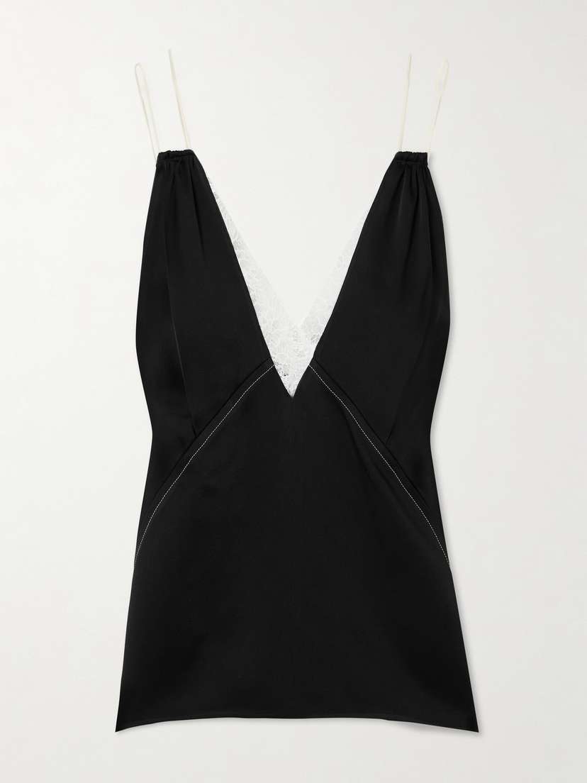 Victoria Beckham Paneled Lace-trimmed Satin Camisole