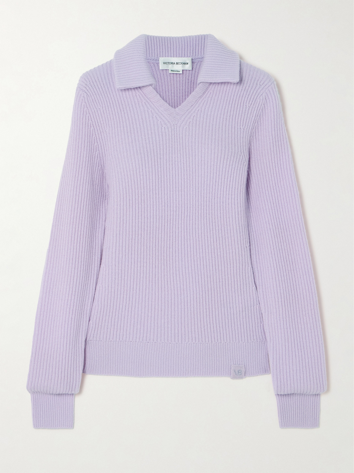 Victoria Beckham Ribbed Stretch-cashmere Jumper In Purple