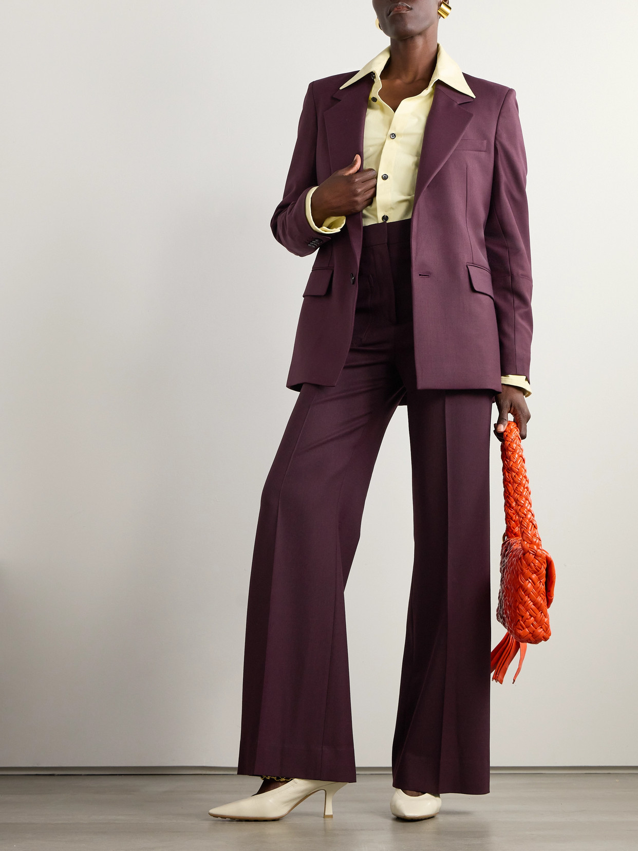 Victoria Beckham Hollywood Waist Tapered Leg Pants In Brown