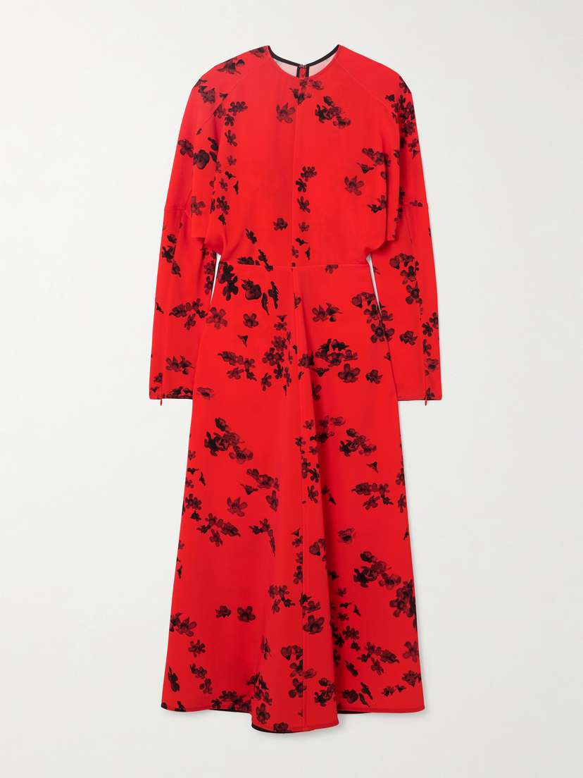 Victoria Beckham Floral-print Crepe Midi Dress - UK 20