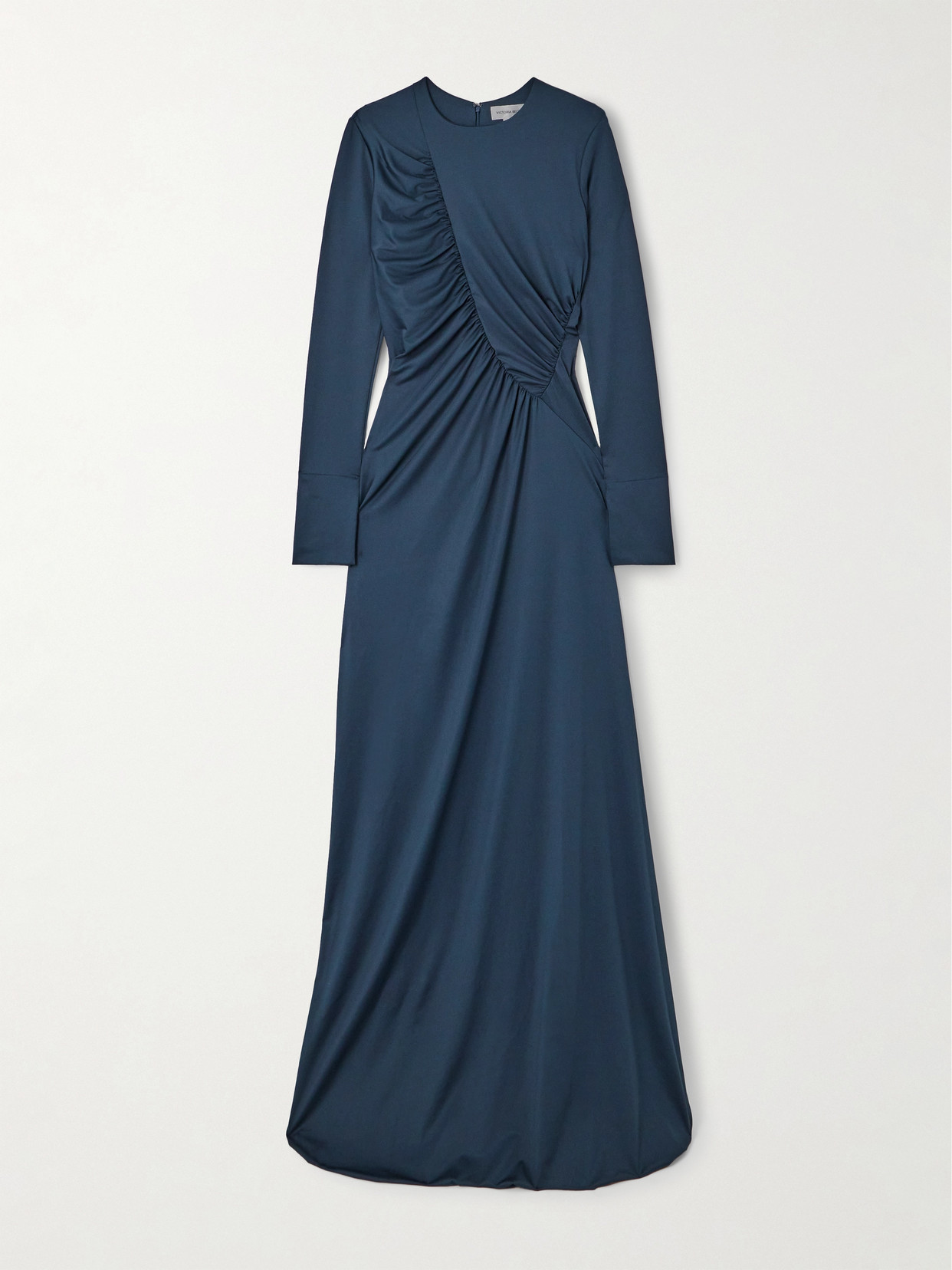 Victoria Beckham - Ruched Stretch-satin Jersey Gown - Blue
