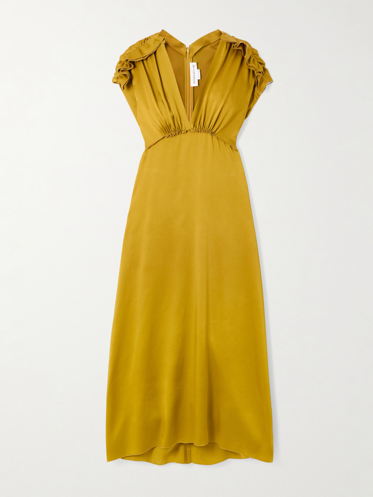 Victoria Beckham - Ruffled Crepe Midi Dress - Gold