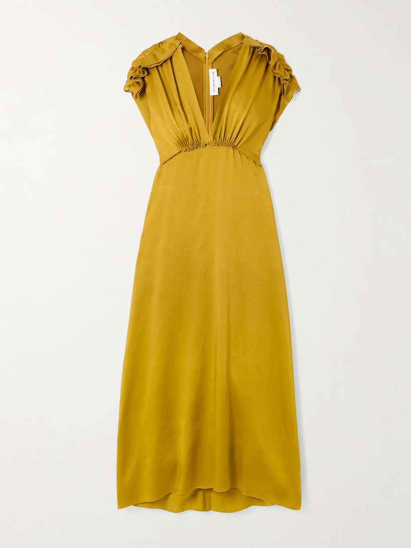 Victoria Beckham Ruffled Crepe Midi Dress