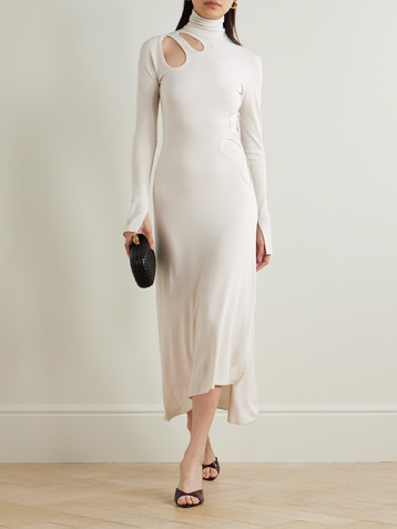 Victoria Beckham Cutout asymmetric stretch-jersey turtleneck midi dress