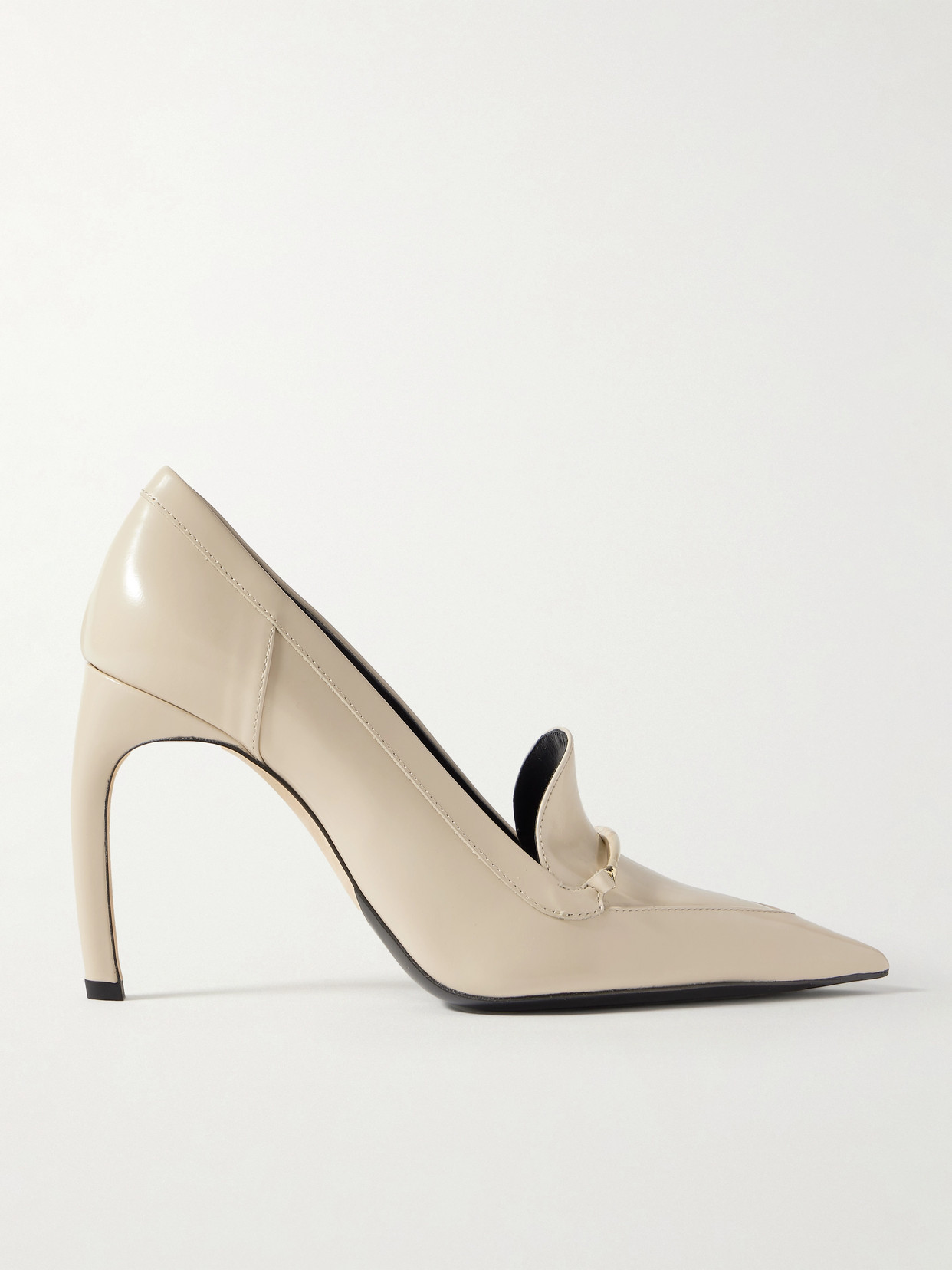 Victoria Beckham Embellished Glossed-leather Pumps In Ecru