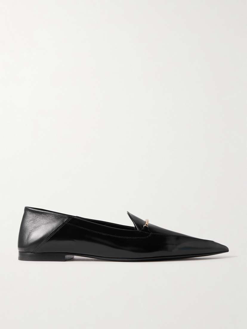 Victoria Beckham Morsetto Embellished Leather Point-toe Loafers