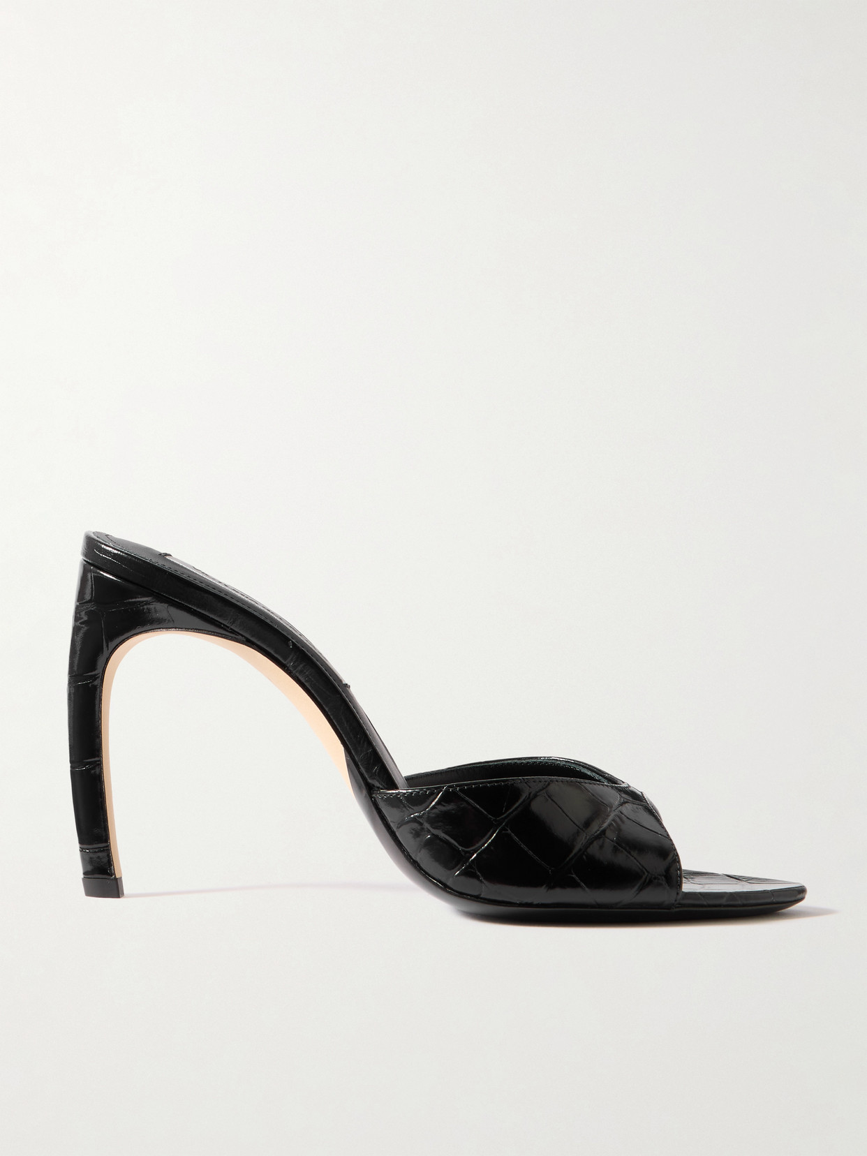 Victoria Beckham - Croc-effect Leather Sandals - Black