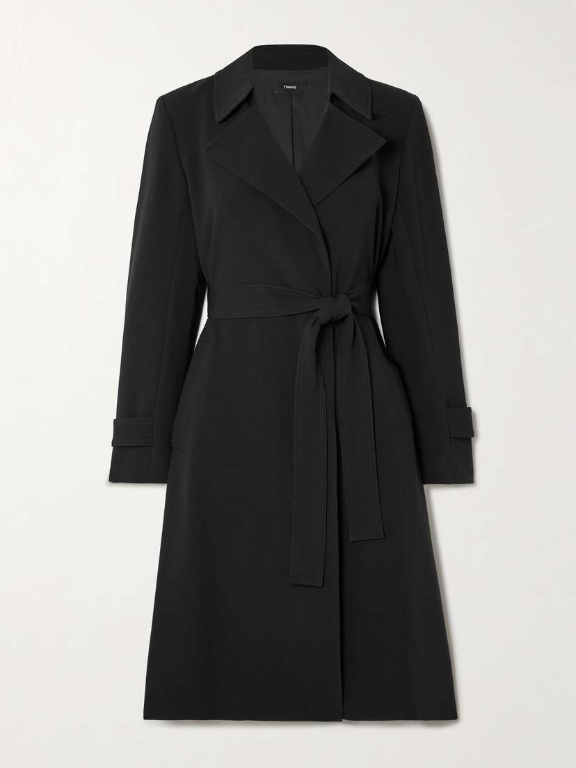 Theory Oaklane Belted Crepe Trench Coat - x large