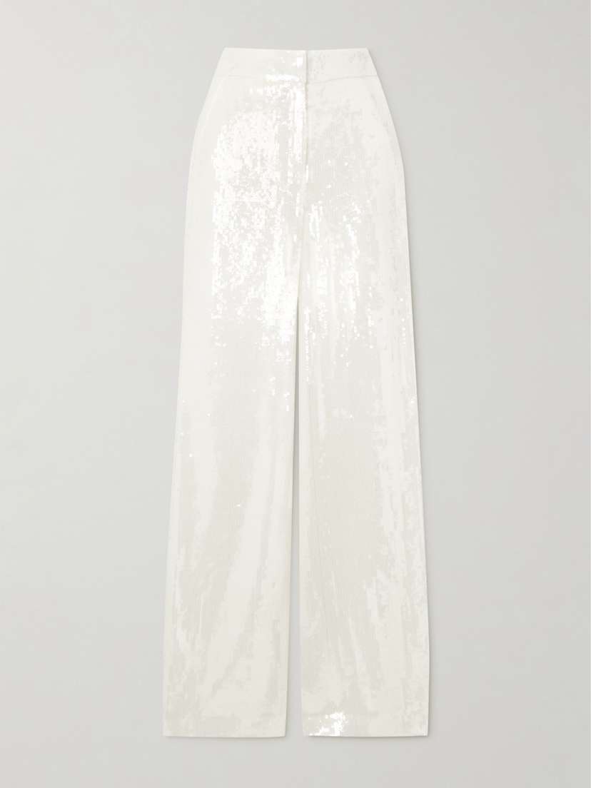 Theory Sequined Recycled-crepe Wide-leg Pants