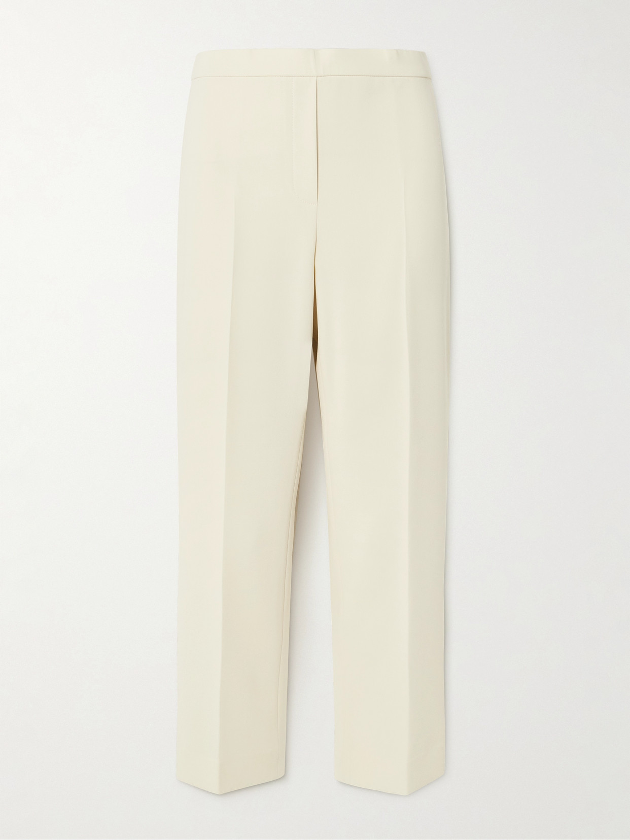 Theory Crepe Cropped Slim-leg Pants In Off-white