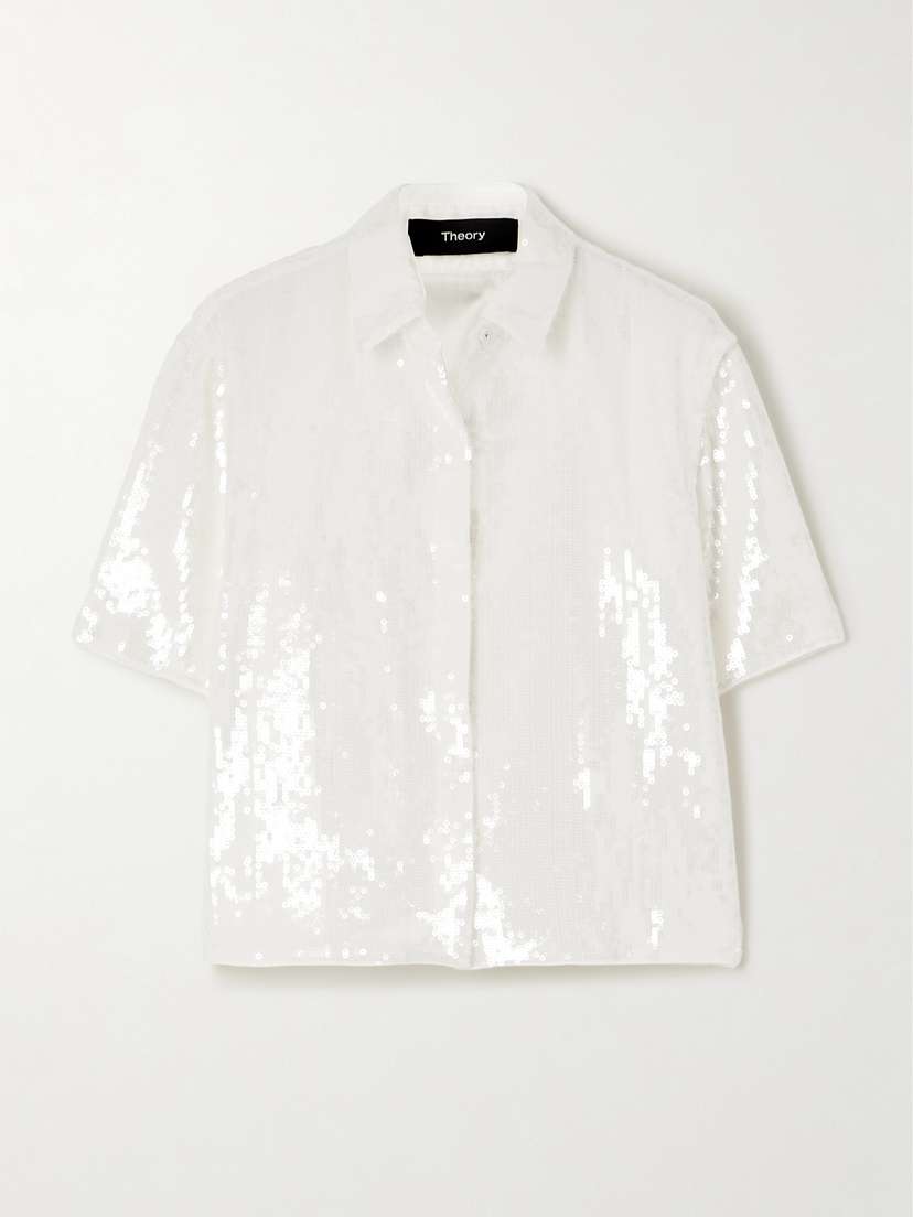 Theory Sequined Recycled-crepe Shirt