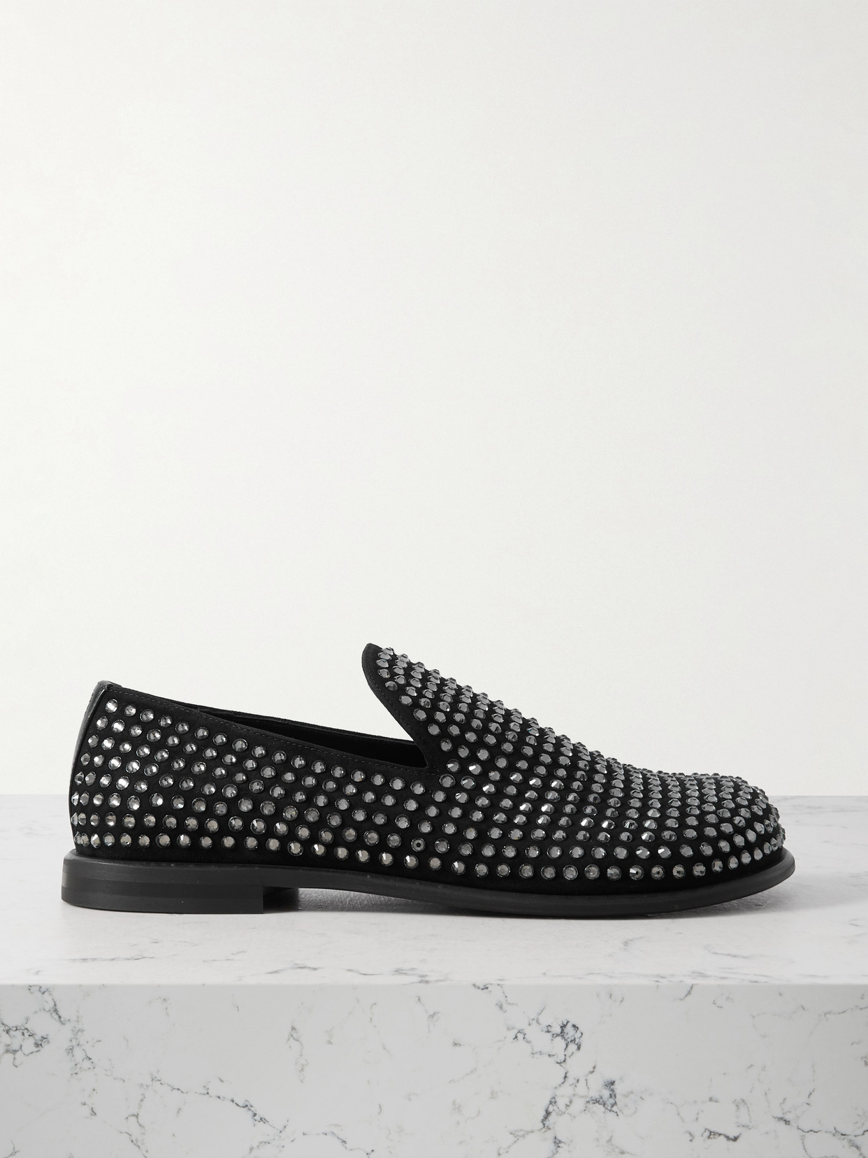 JW Anderson - Crystal-embellished Suede Loafers - Black